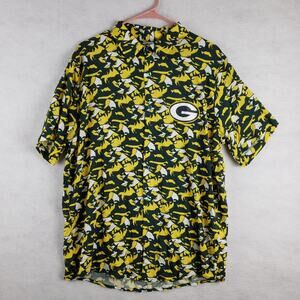 NFL Men's L Green Bay Packers Button Up Green Gold Abstract Whimsical Maximalist